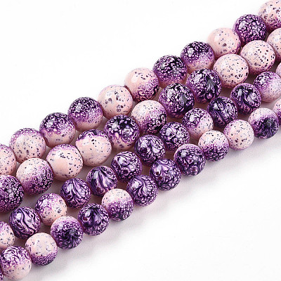 Transparent Baking Paint Glass Beads Strands DGLA-N009-8mm-04-1