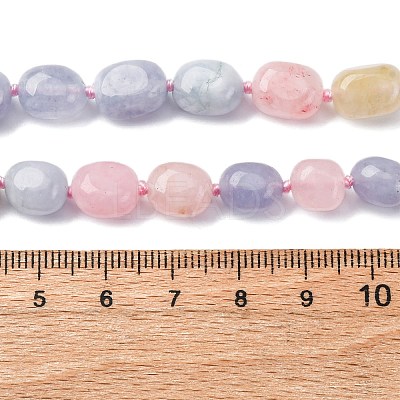 Macaron Color Natural Dyed Malaysia Jade Tumble Stone Nuggets Beaded Long Necklaces for Women NJEW-F340-A01-1