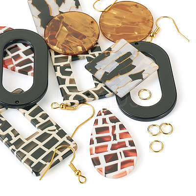 DIY Geometric Acrylic Dangle Earrings Making Kit DIY-TA0009-28-1