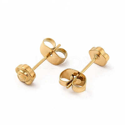 304 Stainless Steel Flower Stud Earrings for Women EJEW-C004-04G-1