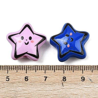 Printed Opaque Acrylic Beads OACR-P035-01A-M-1