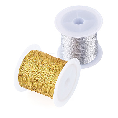 2 Rolls 2 Colors 3-Ply Round PET Metallic Thread MCOR-TA0001-03A-1