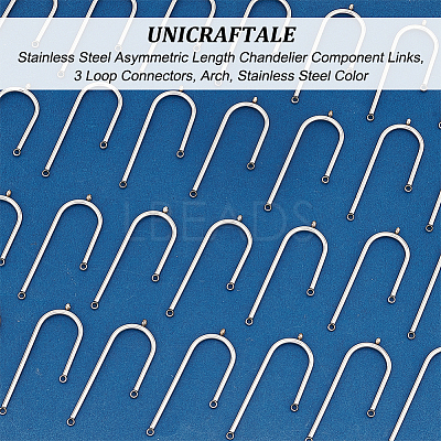 30Pcs 304 Stainless Steel Asymmetric Length Chandelier Component Links STAS-UN0049-34-1