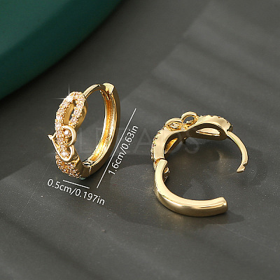 Brass Micro Pave Cubic Zirconia Heart Hoop Earrings for Women WG82A9C-01-1