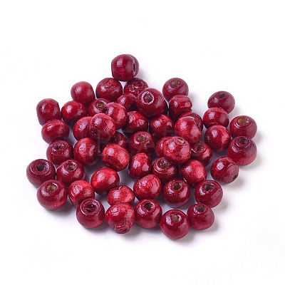 Dyed Natural Wood Beads WOOD-Q006-8mm-08-LF-1