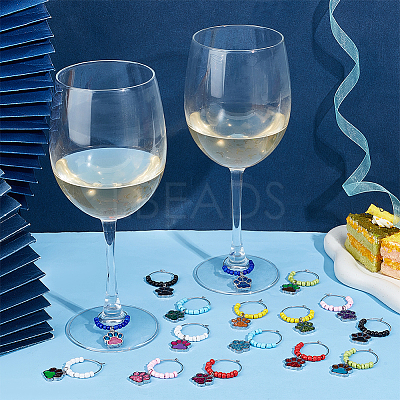 Dog Paw Prints Alloy Enamel Wine Glass Charms AJEW-AB00196-1