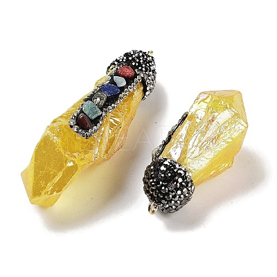 Electroplated Raw Rough Natural Quartz Crystal Big Pendants G-B077-04A-04-1