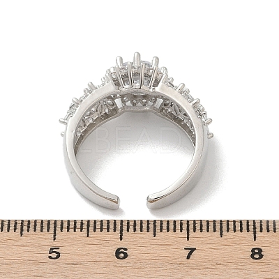 Brass Micro Pave Cubic Zirconia Adjustable Cuff Rings for Women RJEW-C129-04P-1