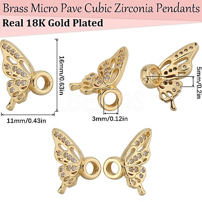 10 Sets Brass Micro Pave Clear Cubic Zirconia Pendants KK-SC0004-15-1