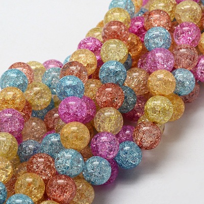Crackle Glass Round Beads Strands CCG-E001-6mm-02-1