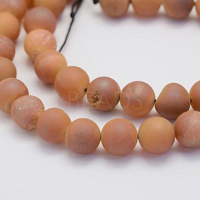 Electroplate Natural Druzy Agate Beads Strands G-G708-8mm-01-1