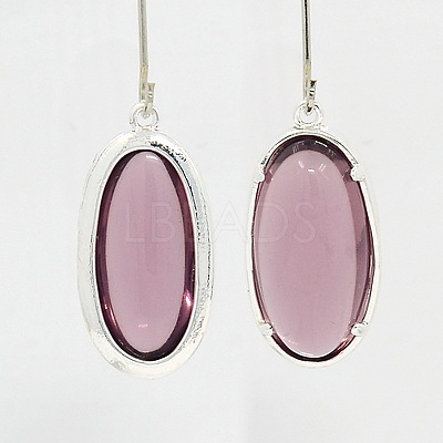 Silver Color Plated Brass Glass Pendants GLAA-J047-04S-1