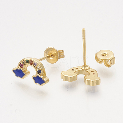 Brass Cubic Zirconia Stud Earrings EJEW-S201-169C-1