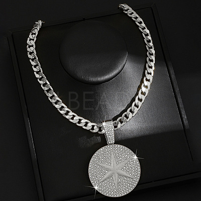 Hip-hop Style Zinc Alloy Crystal Rhinestone Pendant Cuban Link Chain Necklaces FS-WG425B8-20-1