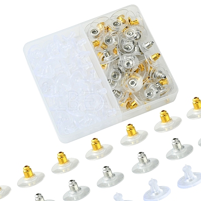 Brass Bullet Clutch Bullet Clutch Earring Backs with Pad KK-FS0001-43-1