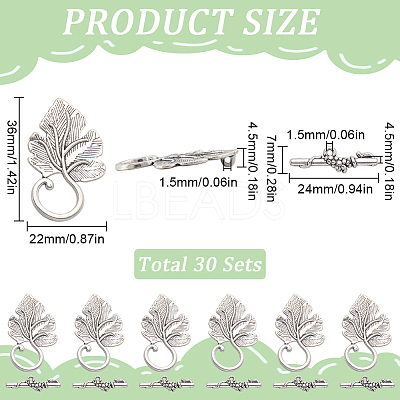 30Pcs  Alloy Toggle Clasps FIND-SP0001-56AS-1