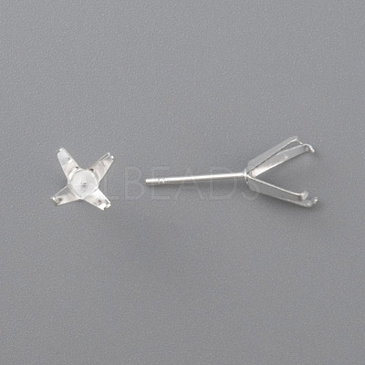 304 Stainless Steel Prong Earring Settings STAS-O098-06S-05-1