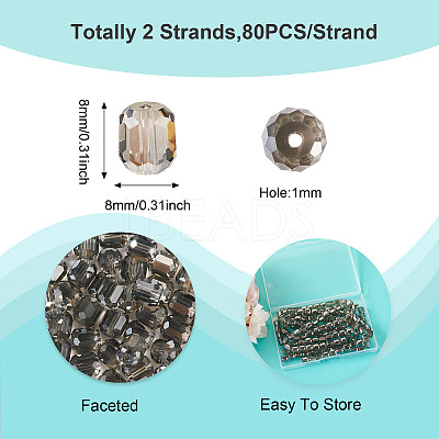 2 Strands Transparent Electroplate Glass Beads Strand GLAA-TA0002-62-1