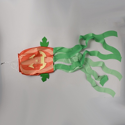 Polyester Halloween Theme Pumpkin Windsock Flag AJEW-WH20003-09-1