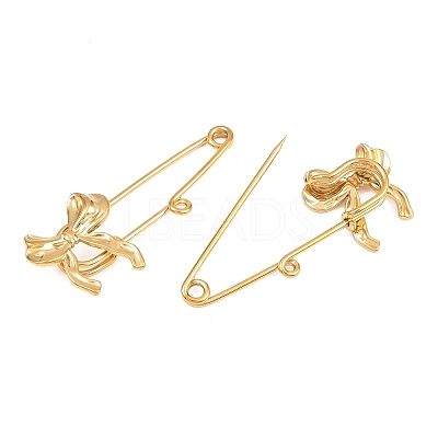 Bowknot 304 Stainless Steel Safety Pins Brooch Findings SA-CBA098D-12A-G-1