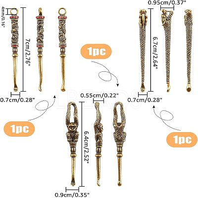 3Pcs 3 Style Brass EarPicks MRMJ-FH0001-21-1