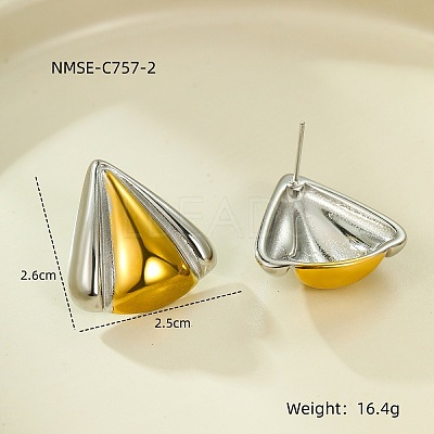 304 Stainless Steel Two Tone Stud Earrings FS-WG8A1D7-11-1