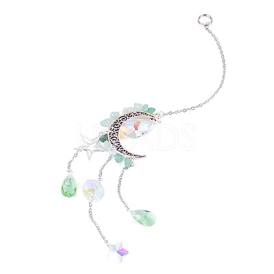 Moon & Star Alloy Hanging Ornaments HJEW-TADJ0023-1