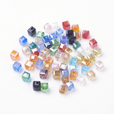 Electroplate Glass Beads X-EGLA-D018-4x4mm-M3-1