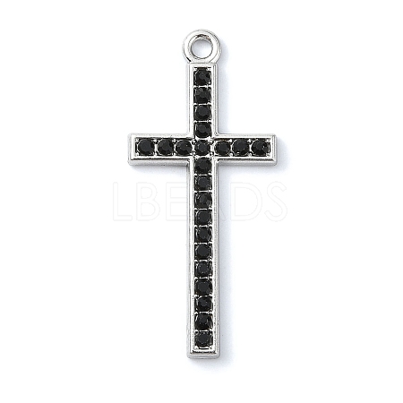 Rack Plating Alloy with Black Rhinestone Pendants FIND-Z051-04P-02-1