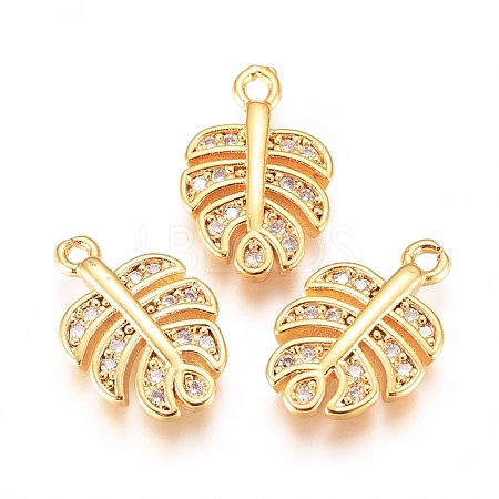 Brass Micro Pave Cubic Zirconia Charms KK-G391-15G-1