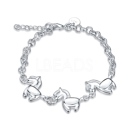 Brass Horse Link Bracelets BJEW-BB17091-1