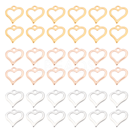 DICOSMETIC 60Pcs 3 Colors 304 Stainless Steel Open Heart Charms STAS-DC0007-60-1