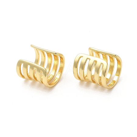 Brass Multi Line Cuff Earrings EJEW-D065-08G-1