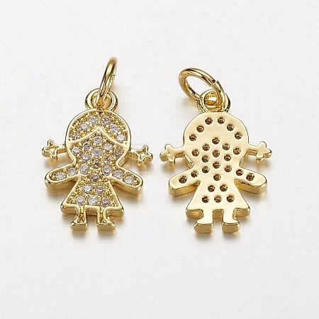 Electrophoresis Brass Micro Pave Cubic Zirconia Charms X-ZIRC-P047-14G-1