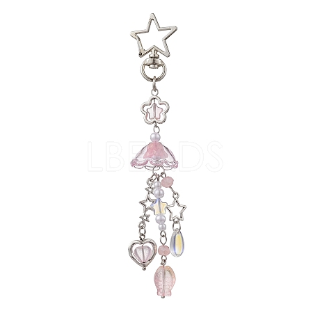 Jellyfish Glass Pendant Decorations HJEW-JM02962-01-1