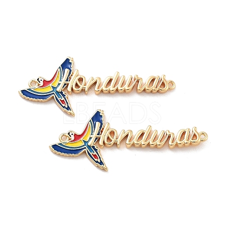 Rack Plating Brass Colorful Enamel Parrot Honduras Links Connector Charms KK-C063-06G-1