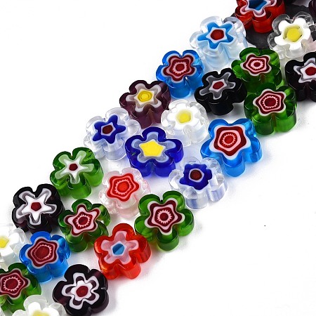 Handmade Millefiori Glass Bead Strands X-LAMP-N029-017D-08-1