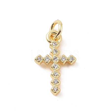 Brass Micro Pave Cubic Zirconia Charms KK-C012-43G-1