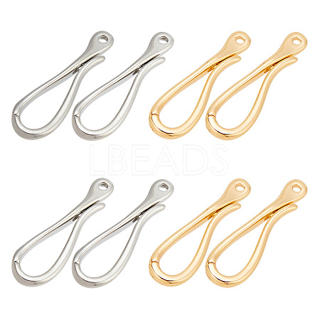   8Pcs 2 Colors Brass Hook Clasps KK-PH0010-32-1