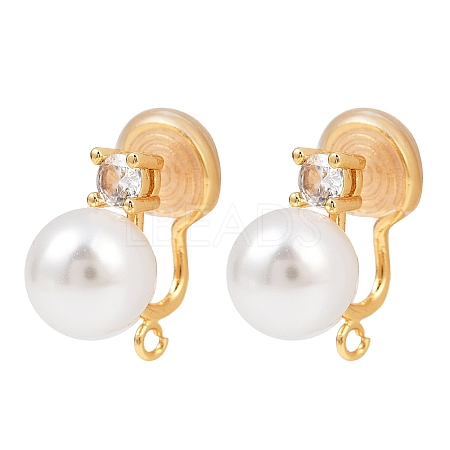 Round Brass Brass Micro Pave Clear Cubic Zirconia Ear Cuff Findings KK-F902-03G-1