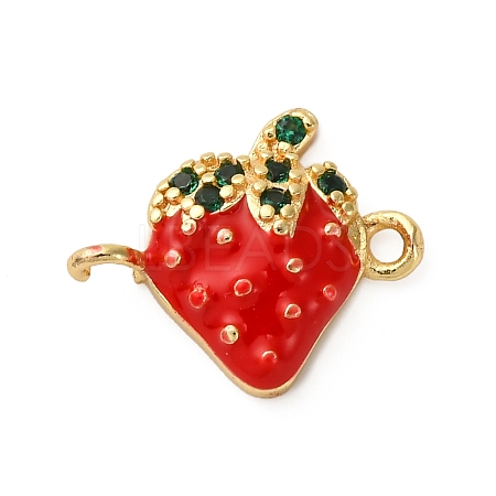Brass Micro Pave Green Cubic Zirconia Fruit Connector Charms KK-I276-15G-A01-1