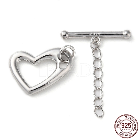 Rhodium Plated 925 Sterling Silver Toggle Clasps with Chain STER-D005-05P-1
