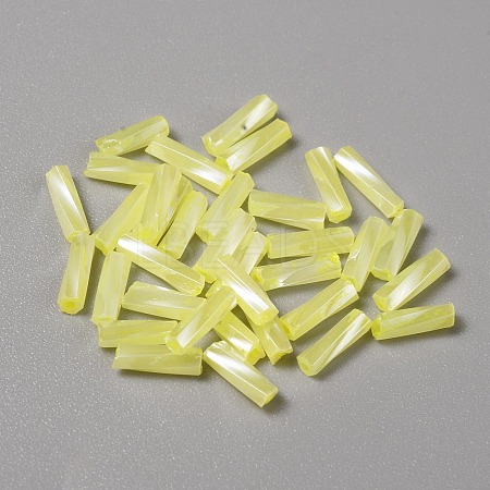 Opaque Colours Glass Twist Bugle Beads GLAA-WH0039-08B-1
