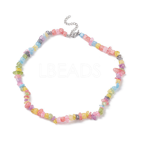 Synthetic Crackle Quartz Dyed Chips Chips Beaded Necklaces NJEW-JN04275-04-1