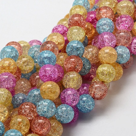 Crackle Glass Round Beads Strands CCG-E001-6mm-02-1