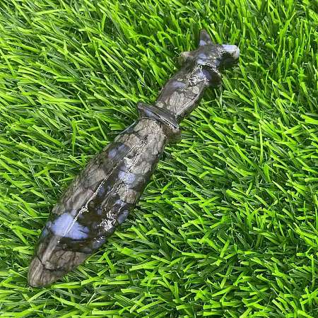 Natural Glaucophane Carved Healing Dagger Figurines PW-WG52324-12-1