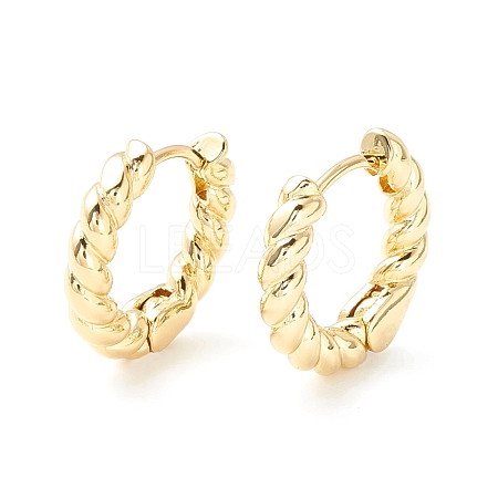 Brass Twisted Rope Chunky Hinged Huggie Hoop Earrings for Women EJEW-P196-25G-1