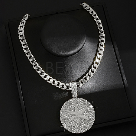 Hip-hop Style Zinc Alloy Crystal Rhinestone Pendant Cuban Link Chain Necklaces FS-WG425B8-20-1