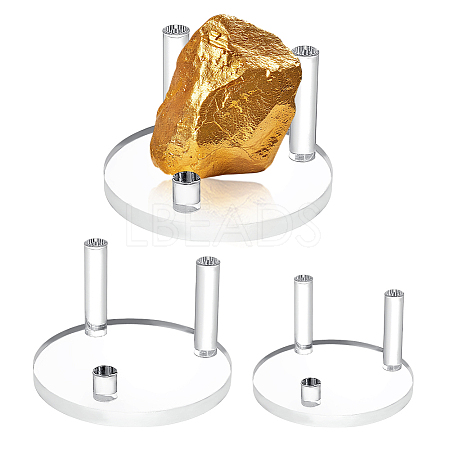 3Pcs 3 Styles Flat Round Acrylic Base Display Easel Stands ODIS-GA0001-59-1