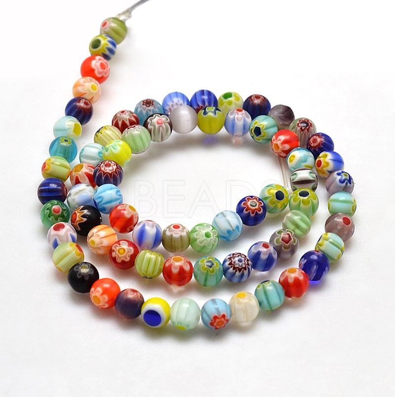 Round Millefiori Glass Beads Strands - Lbeads.com